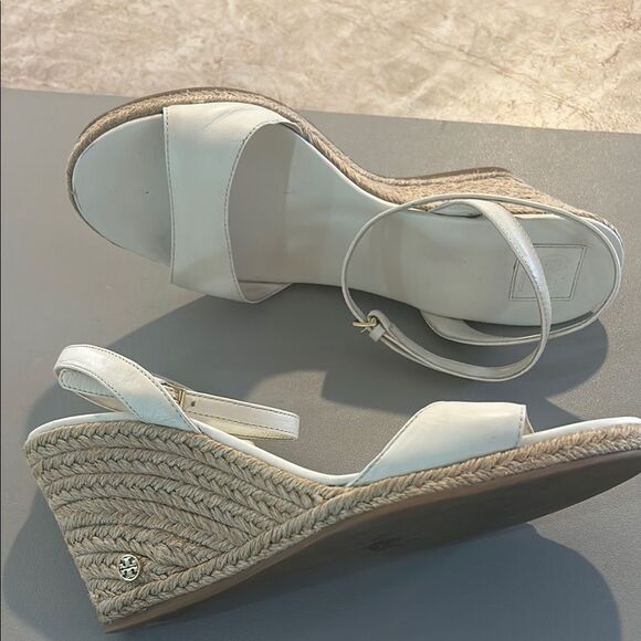 Tory Burch Ivory Wedge Sandals 8.5 - Picture 1 of 8